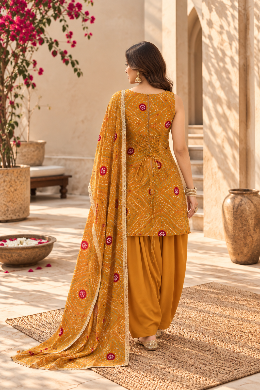 CHHAYA YELLOW BANDHEJ FARSHI SET