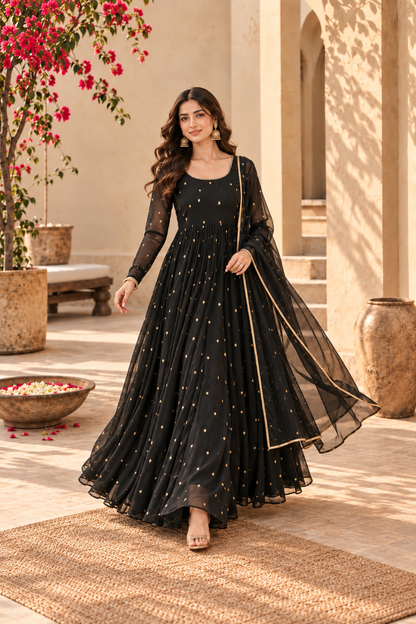 BHARGAVI BLACK FESTIVE ANARKALI SET