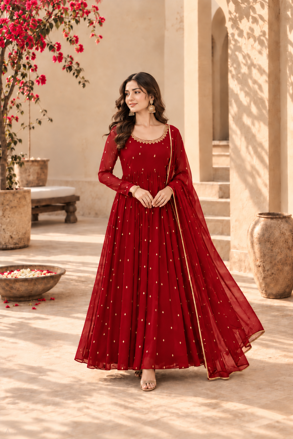KAJAL MAROON FESTIVE ANARKALI SET