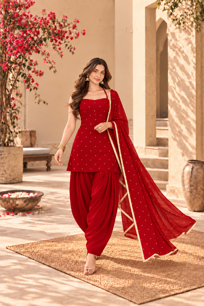 SWATI MAROON FESTIVE FARSHI SALWAR SET