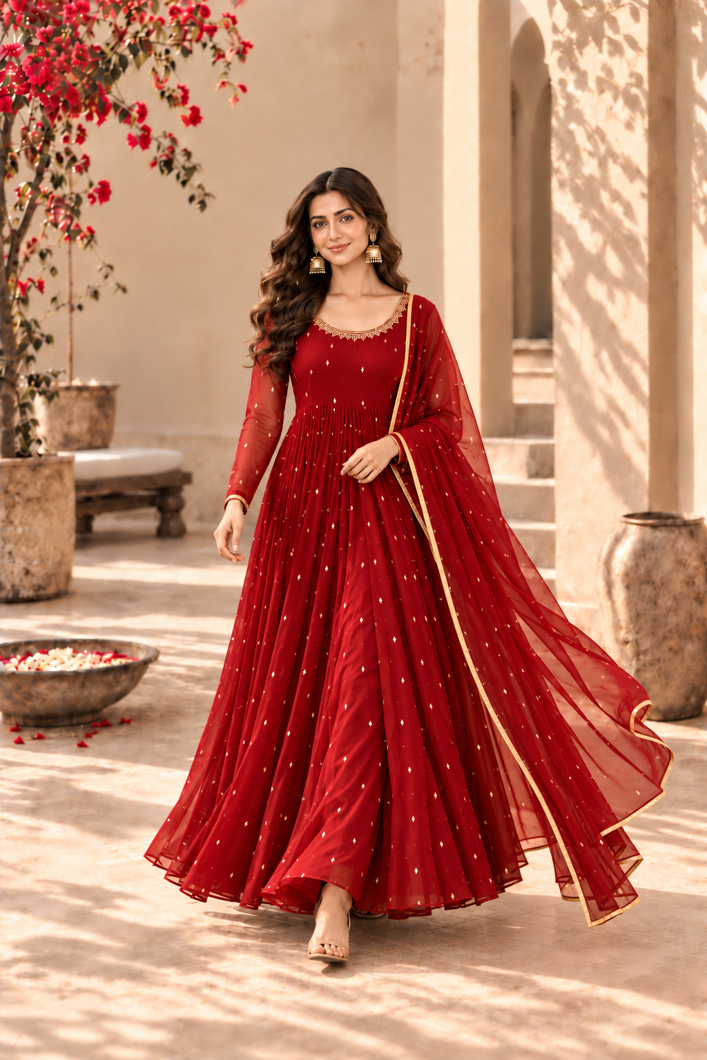 KAJAL MAROON FESTIVE ANARKALI SET