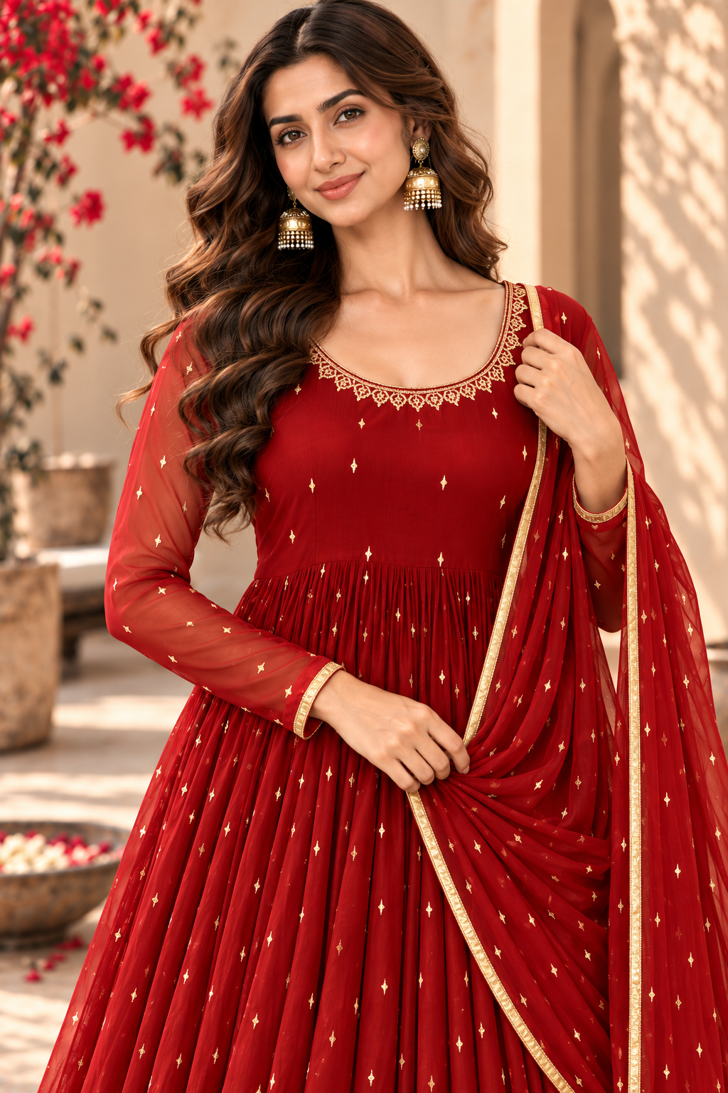 KAJAL MAROON FESTIVE ANARKALI SET