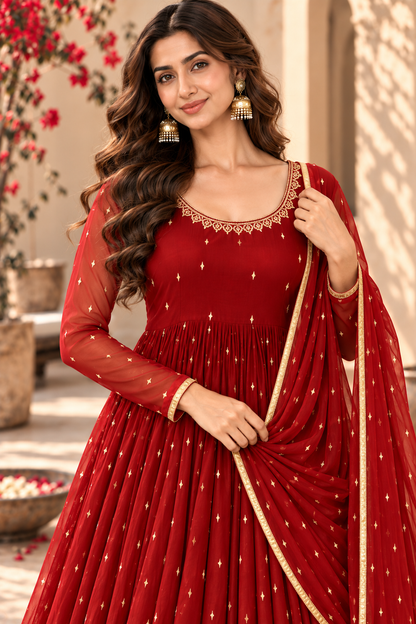 KAJAL MAROON FESTIVE ANARKALI SET