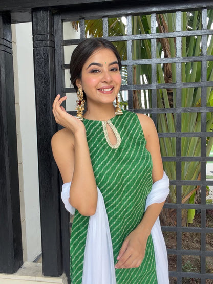 RISHMITA GREEN MOTHRA FARSHI SET