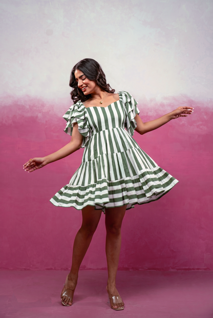 IDRA PINK STRIPED SHORT DRESS