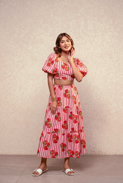 CHLOE PINK STRIPED COORD SET