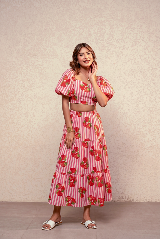 CHLOE PINK STRIPED COORD SET