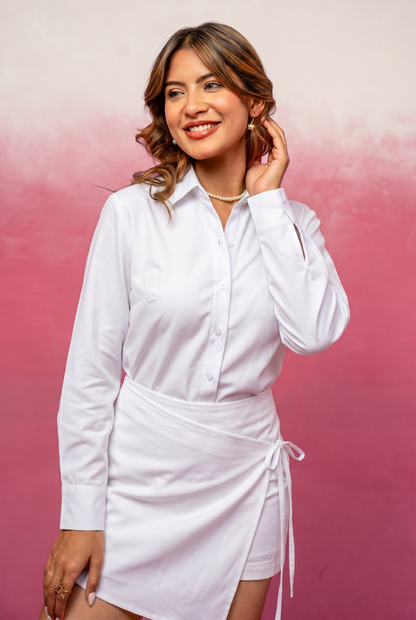 ALORA WHITE SHIRT & SKORT COORD SET