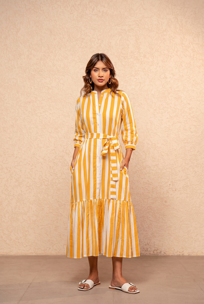 CICI YELLOW STRIPED MAXI DRESS