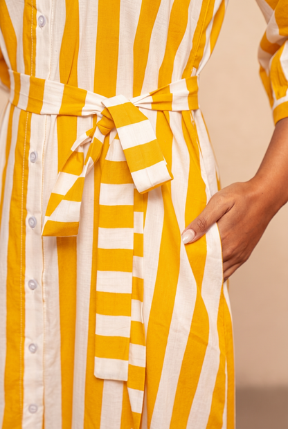 CICI YELLOW STRIPED MAXI DRESS