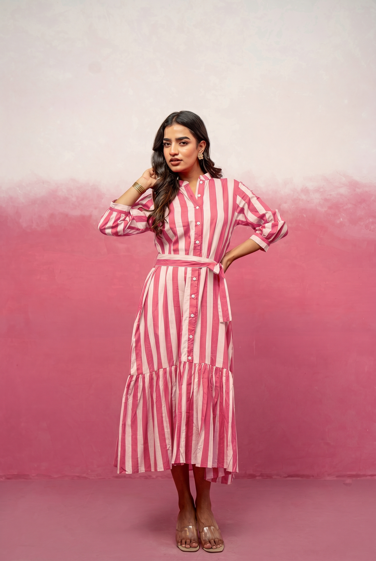 MAVIS PINK STRIPED MAXI DRESS