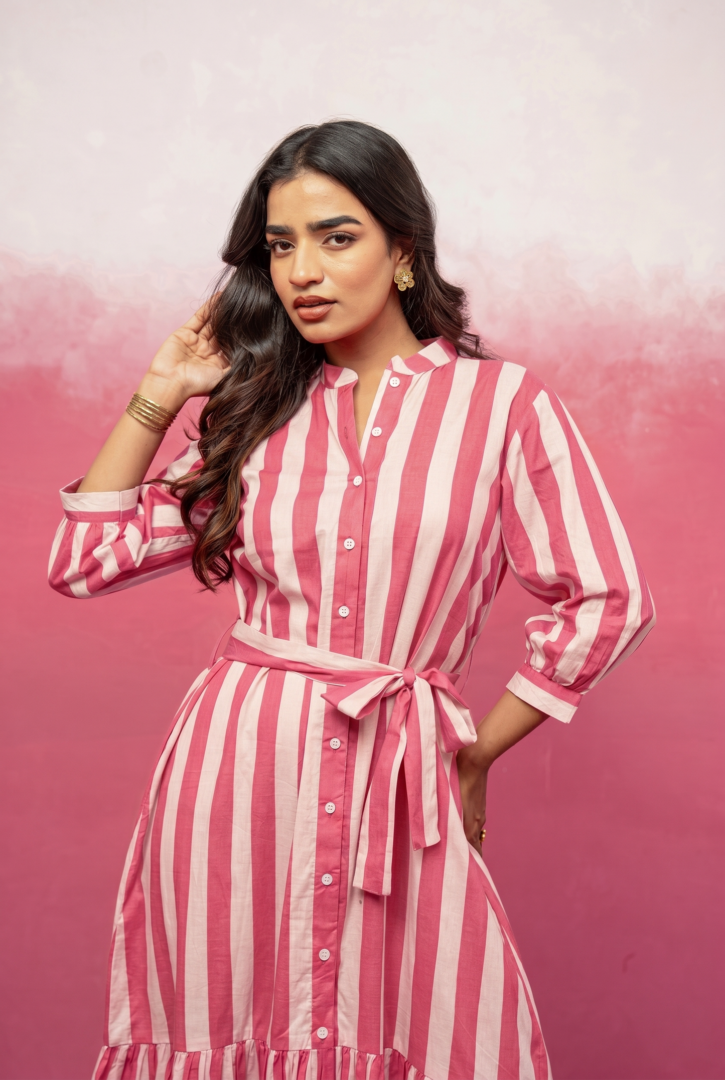 MAVIS PINK STRIPED MAXI DRESS