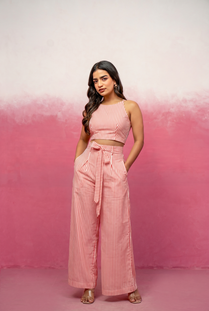 CALLIE PINK STRIPED COORD SET