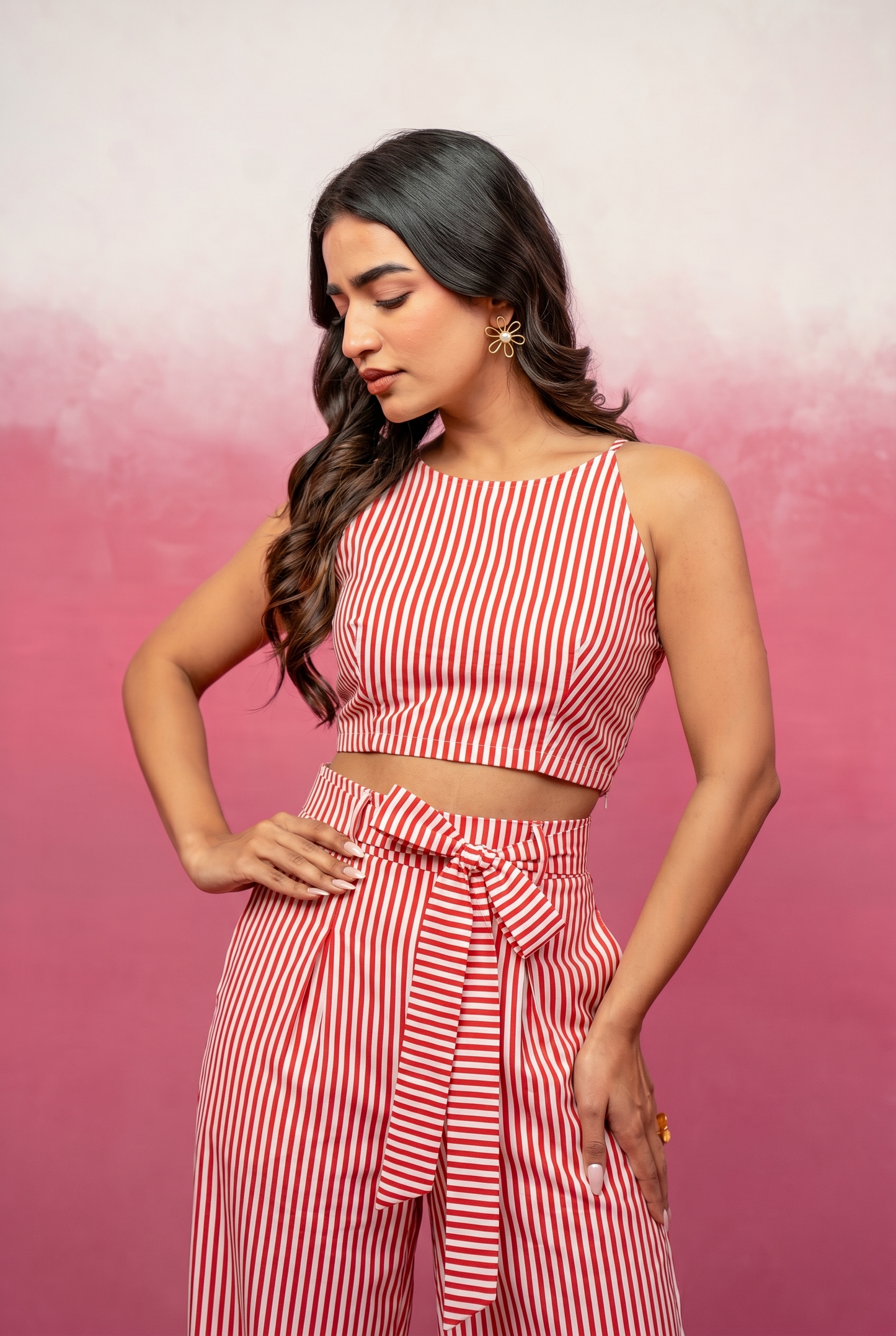 CALLIE PINK STRIPED COORD SET