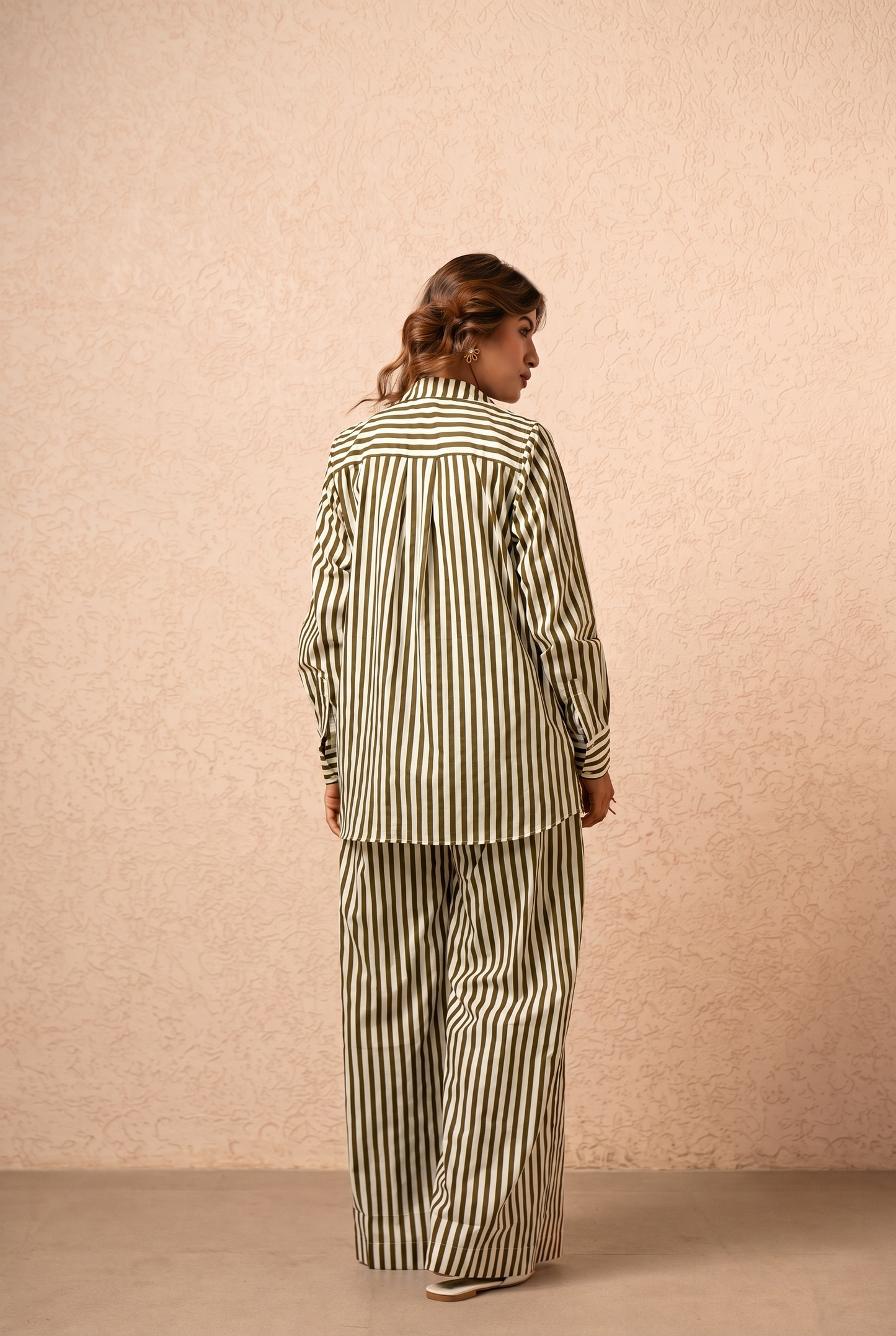 FREYA 3 PIECE GREEN STRIPED COORD SET