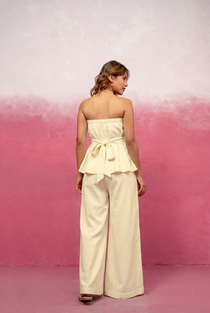 QUINN BUTTER YELLOW OFF SHOULDER COORD SET