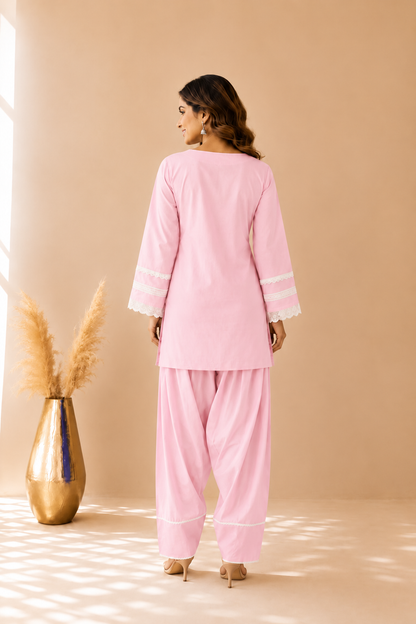 FIDA PINK COTTON DETAILED FARSHI SET