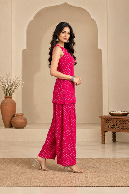 GAYRA PINK BANDHEJ FARSHI SET