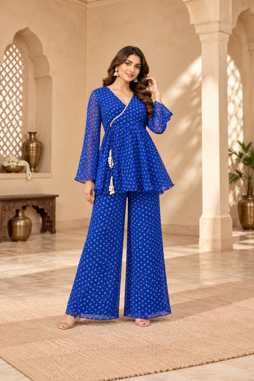 PREET BLUE BANDHEJ COORD SET