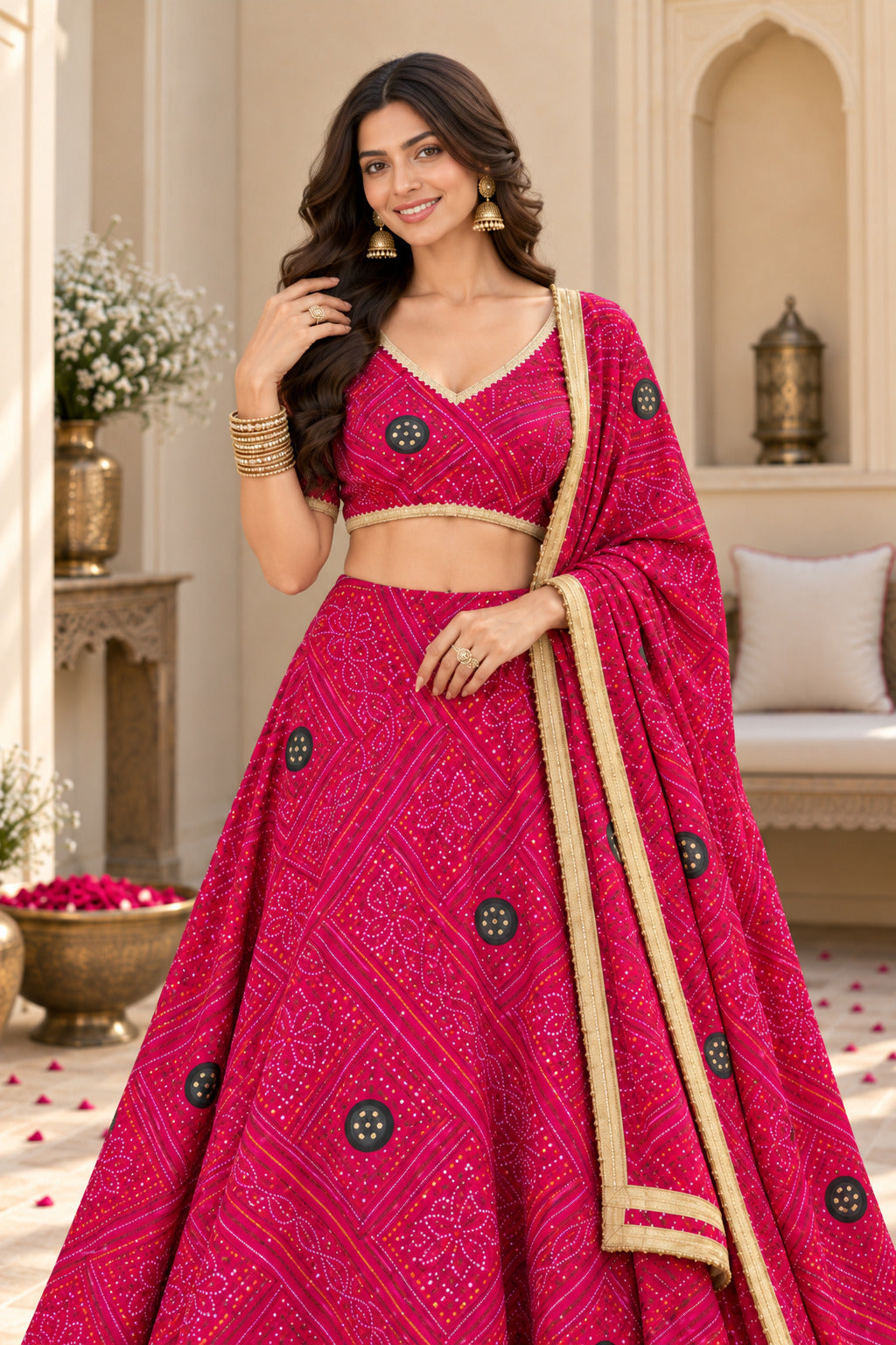 KANGANA PINK BANDHEJ LEHENGA