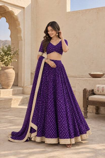 ASHVIKA PURPLE BANDHEJ LEHENGA
