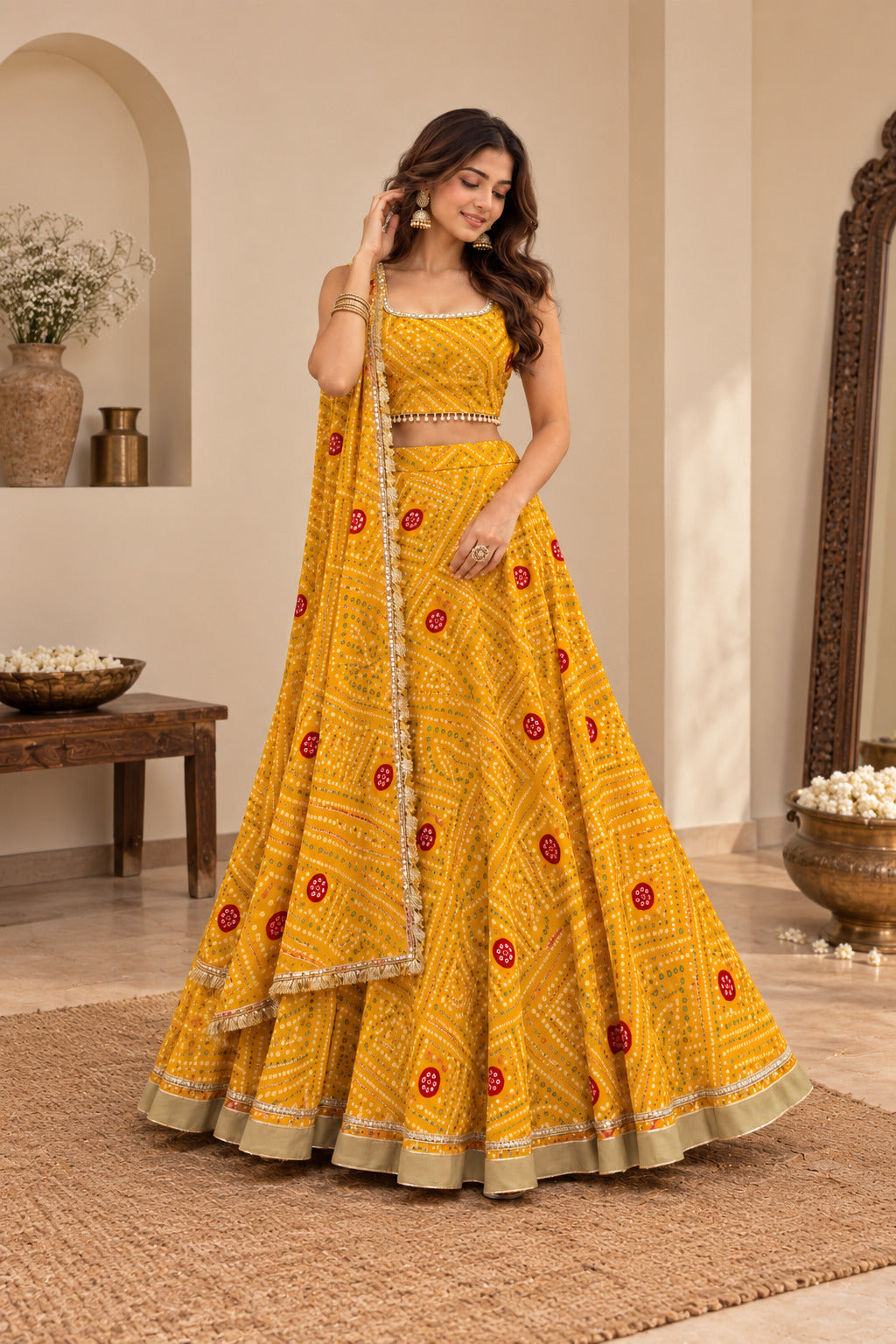 TRINA YELLOW BANDHEJ LEHENGA