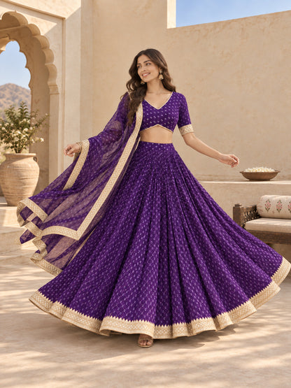 ASHVIKA PURPLE BANDHEJ LEHENGA
