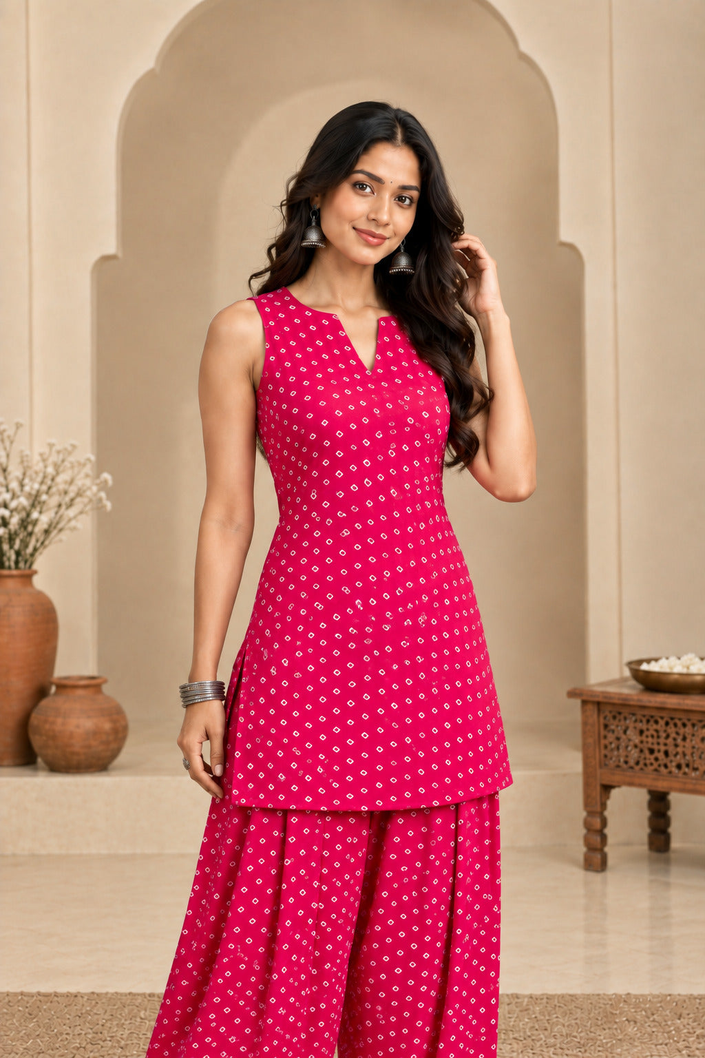 GAYRA PINK BANDHEJ FARSHI SET