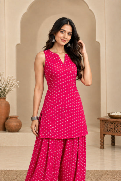 GAYRA PINK BANDHEJ FARSHI SET