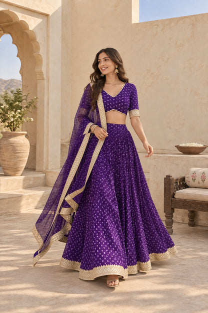 ASHVIKA PURPLE BANDHEJ LEHENGA