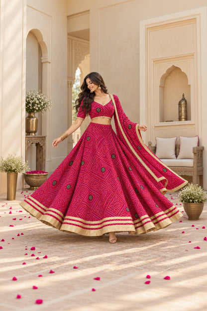 KANGANA PINK BANDHEJ LEHENGA