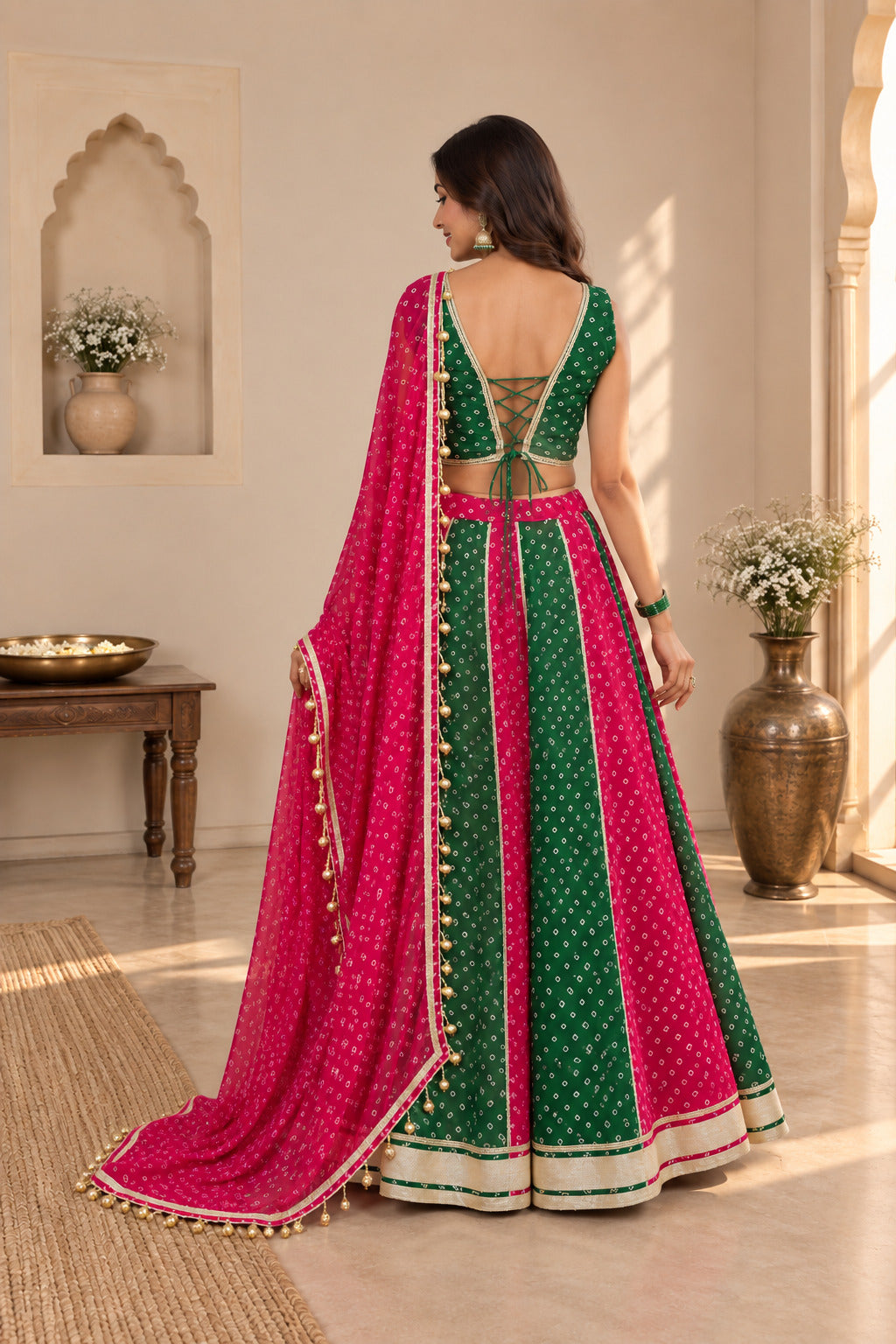 NUPUR MULTICOLORED BANDHEJ LEHENGA