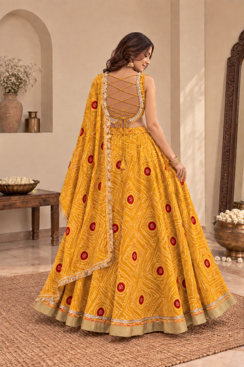 TRINA YELLOW BANDHEJ LEHENGA