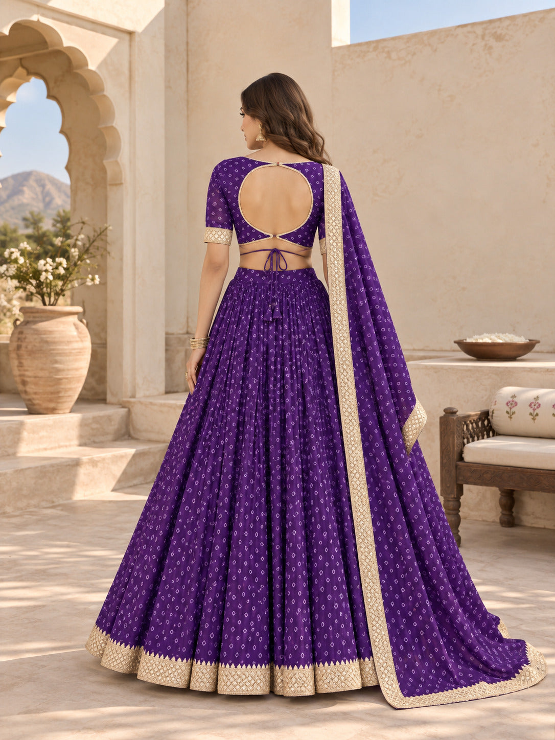 ASHVIKA PURPLE BANDHEJ LEHENGA