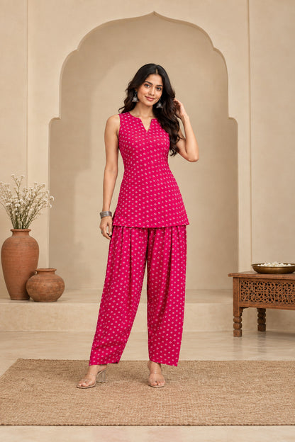 GAYRA PINK BANDHEJ FARSHI SET