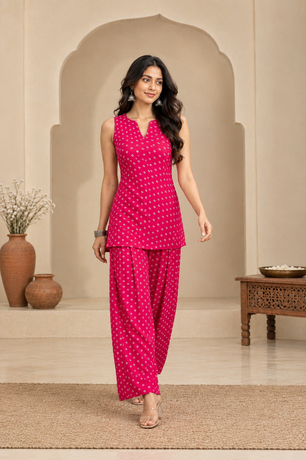 GAYRA PINK BANDHEJ FARSHI SET