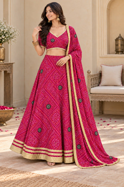 KANGANA PINK BANDHEJ LEHENGA