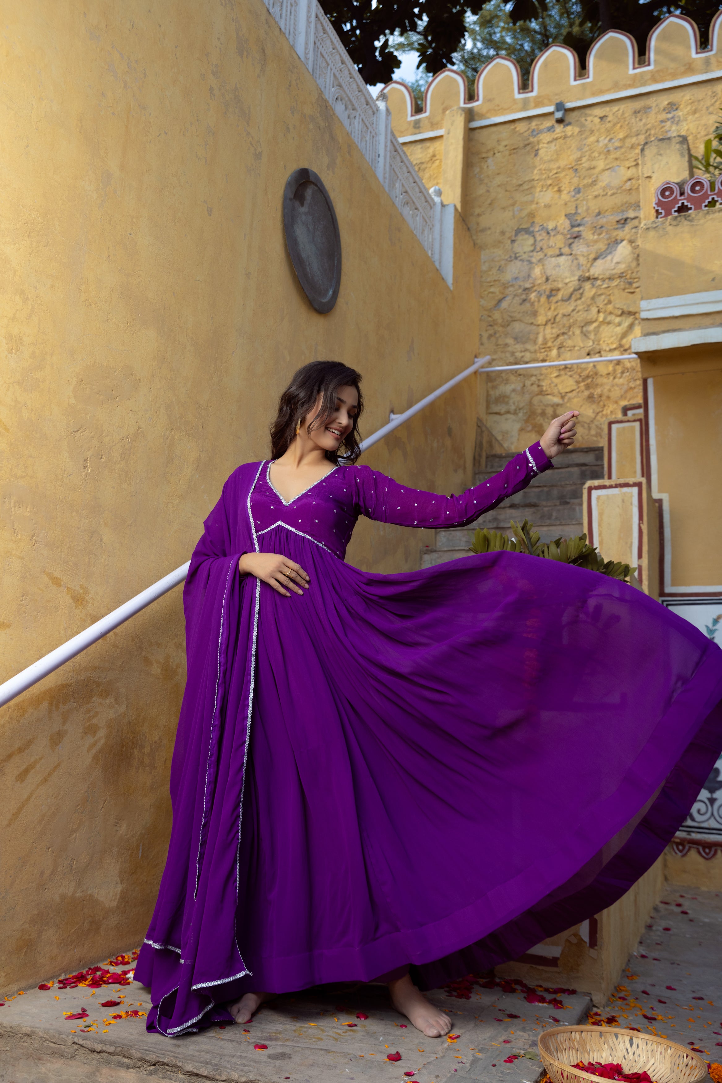 Purple anarkali cheap