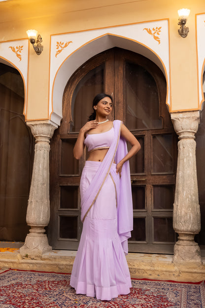 AALIYAH LAVENDER PREDRAPED FISHCUT SAREE