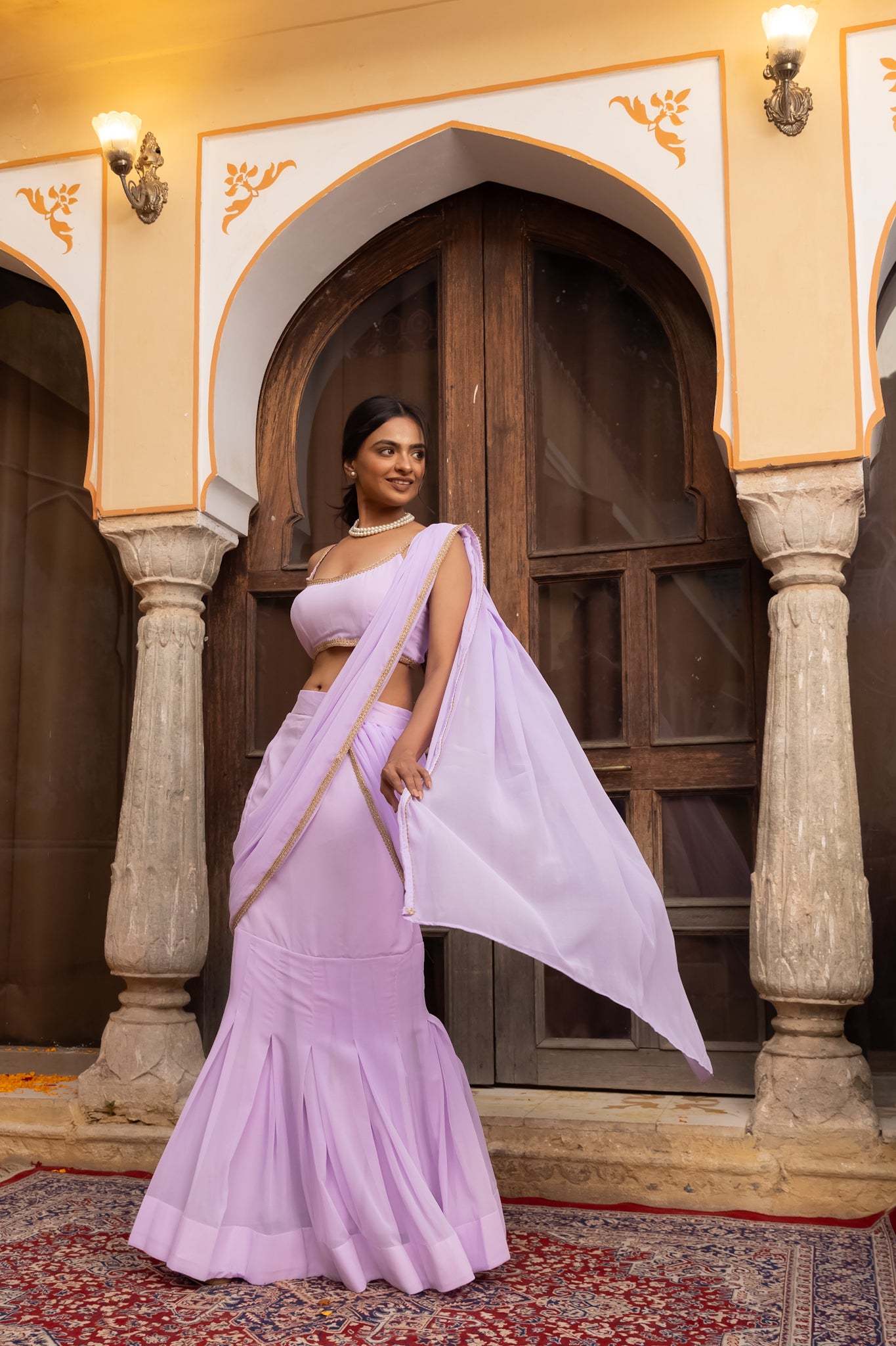 AALIYAH LAVENDER PREDRAPED FISHCUT SAREE