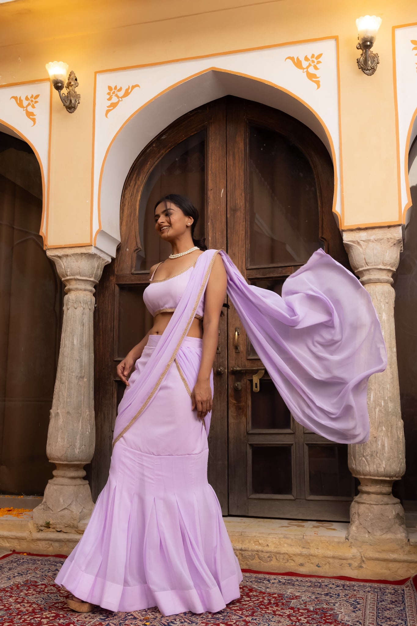 AALIYAH LAVENDER PREDRAPED FISHCUT SAREE