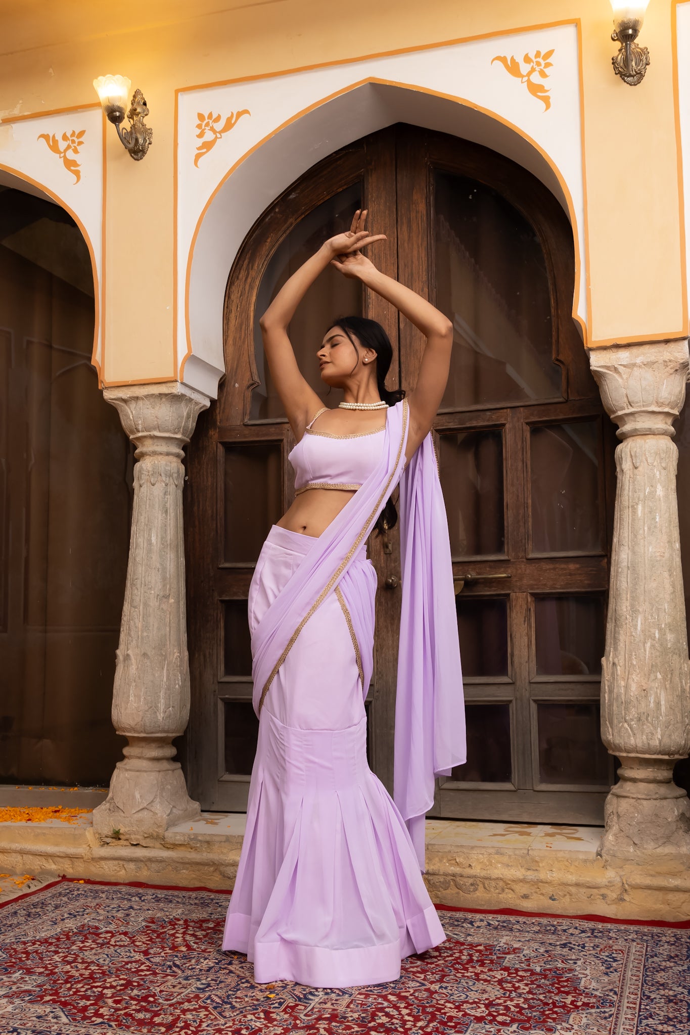 AALIYAH LAVENDER PREDRAPED FISHCUT SAREE