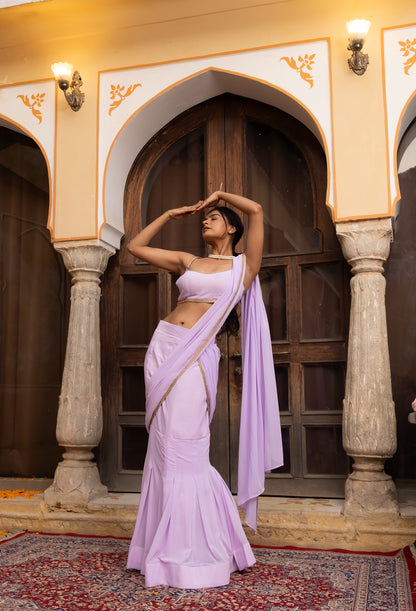 AALIYAH LAVENDER PREDRAPED FISHCUT SAREE